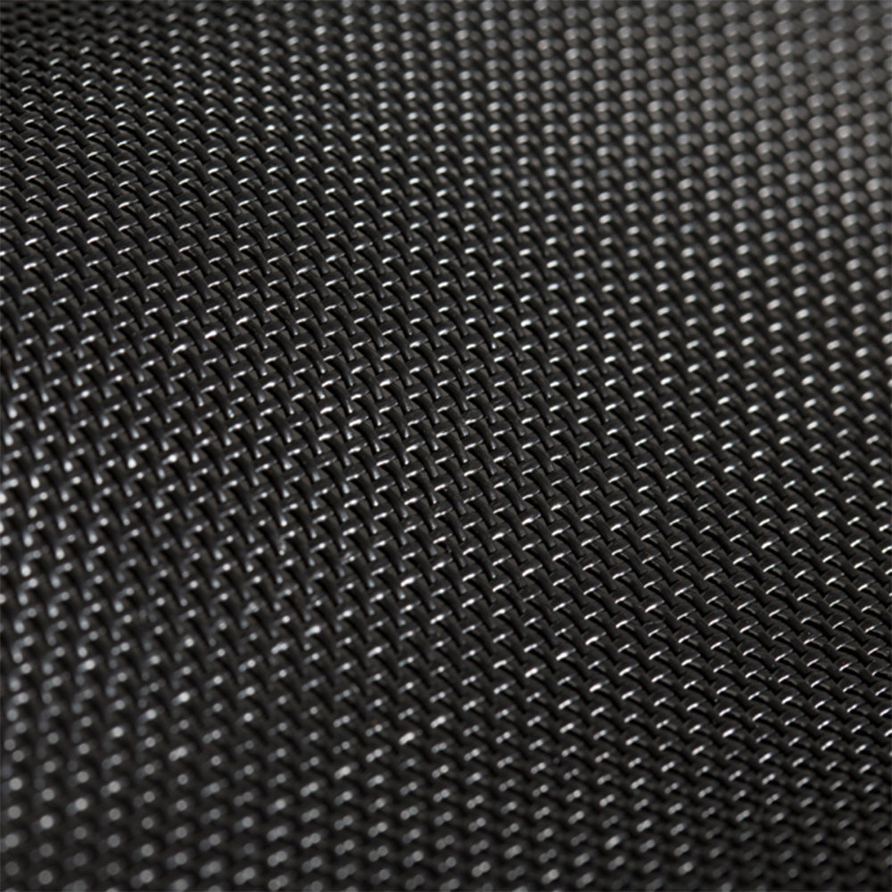 black 90% solar screen fabric mesh texture providing maximum UV and heat blocking for windows