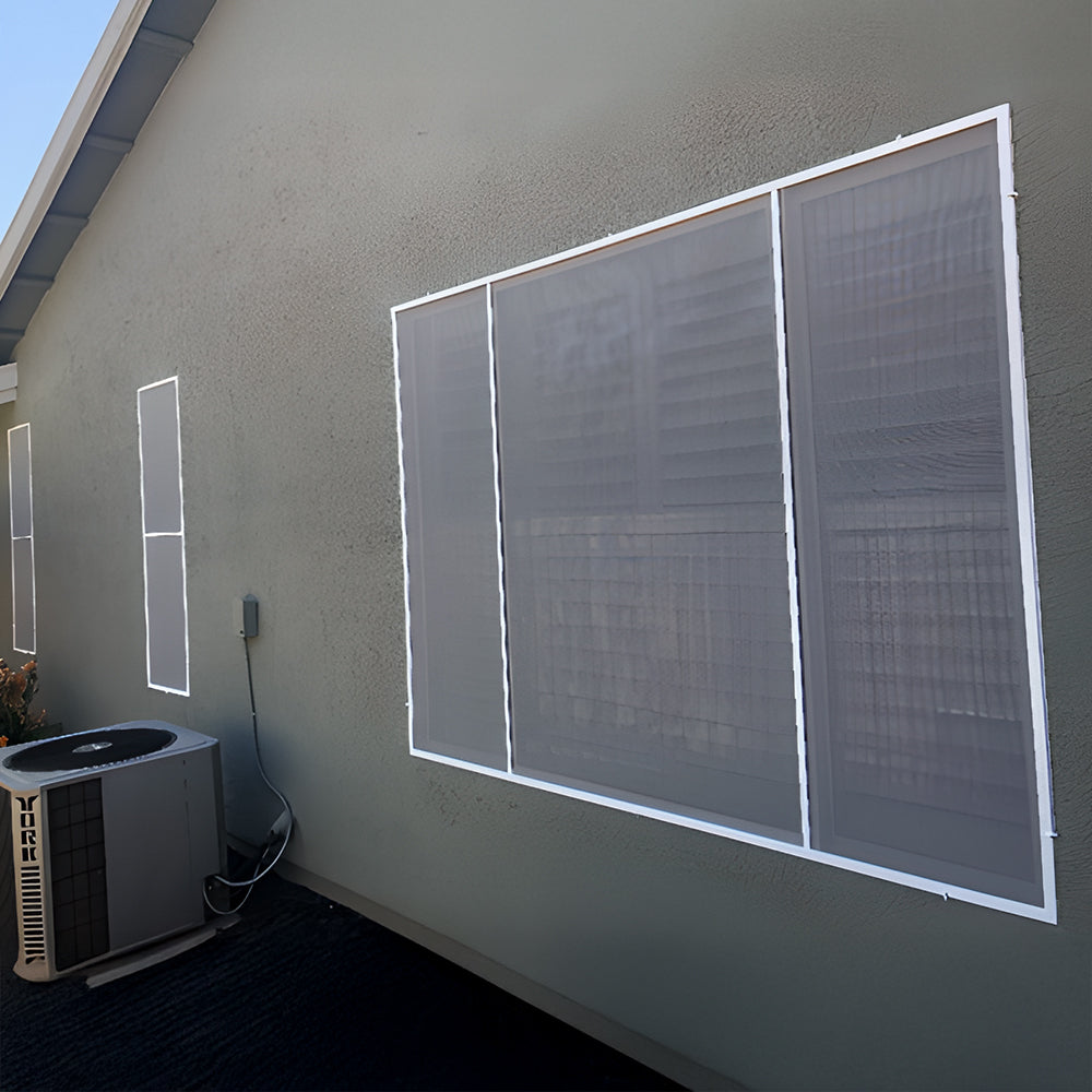 90% dusk grey solar screens installed on home windows blocking heat glare and improving daytime privacy