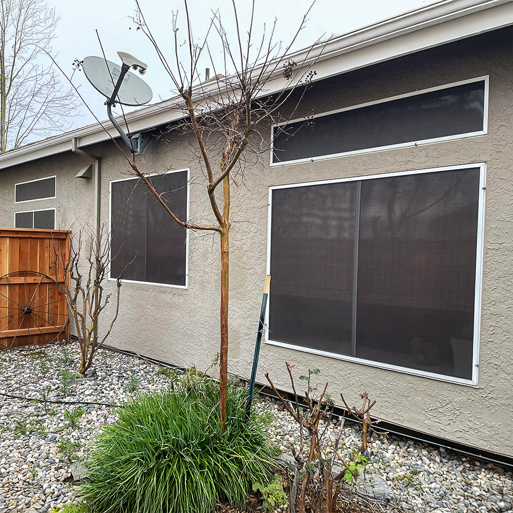 80 percent brown solar screens installed on residential home windows Rocklin CA