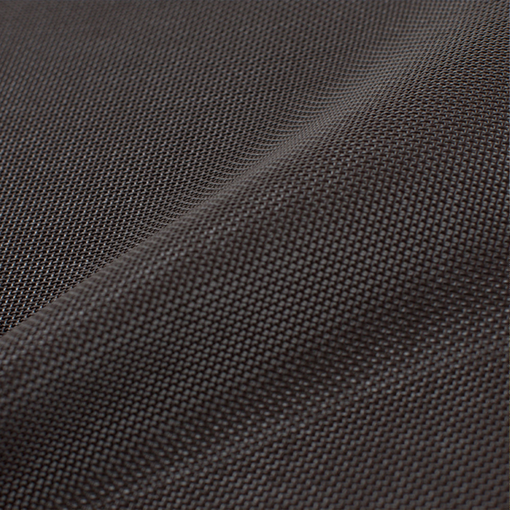 close up of brown solar screen fabric texture showing 90 percent sun blocking material