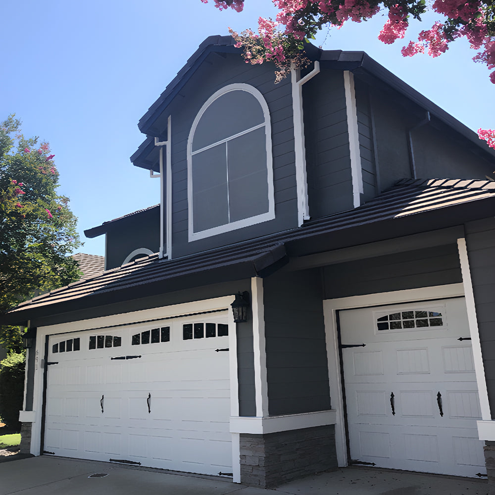residential solar screen installation dusk grey fabric Sacramento California home